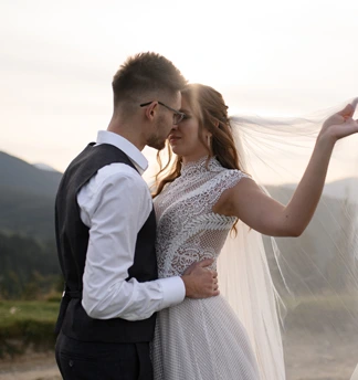 Intimate wedding moment